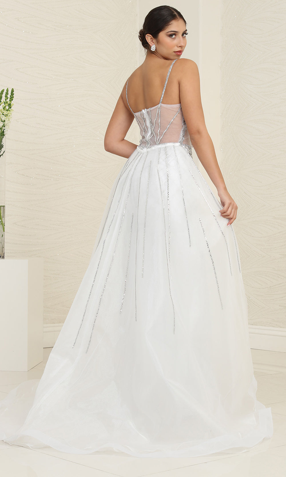May Queen RQ8126 - Beaded Sweetheart Prom Gown with Overskirt