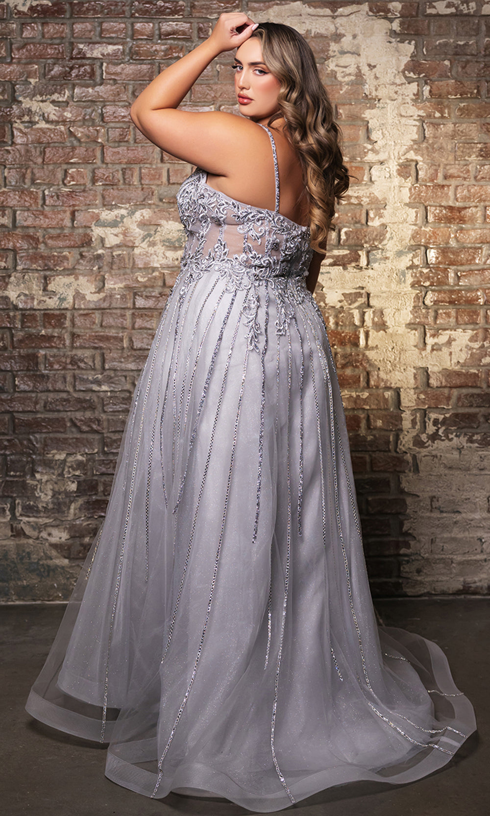 May Queen RQ8143 - Sleeveless Deep V-Neckline Long Embellished Gown