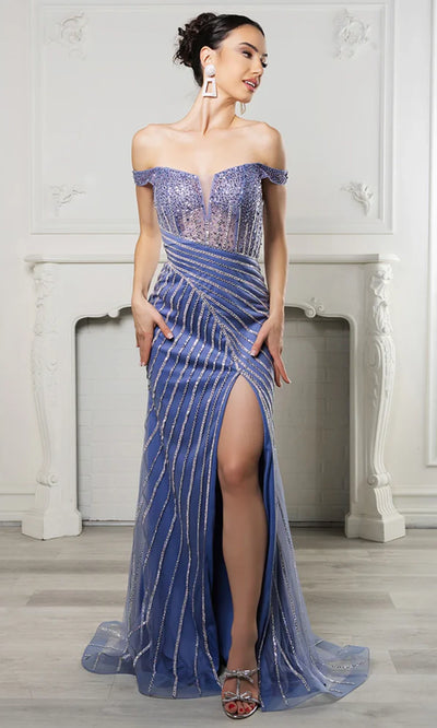 May Queen RQ8195 - Corset Bodice Beaded Evening Gown Prom Dresses