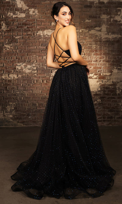 May Queen RQ8196 - Strappy Back V-Neckline Gown Prom Dresses