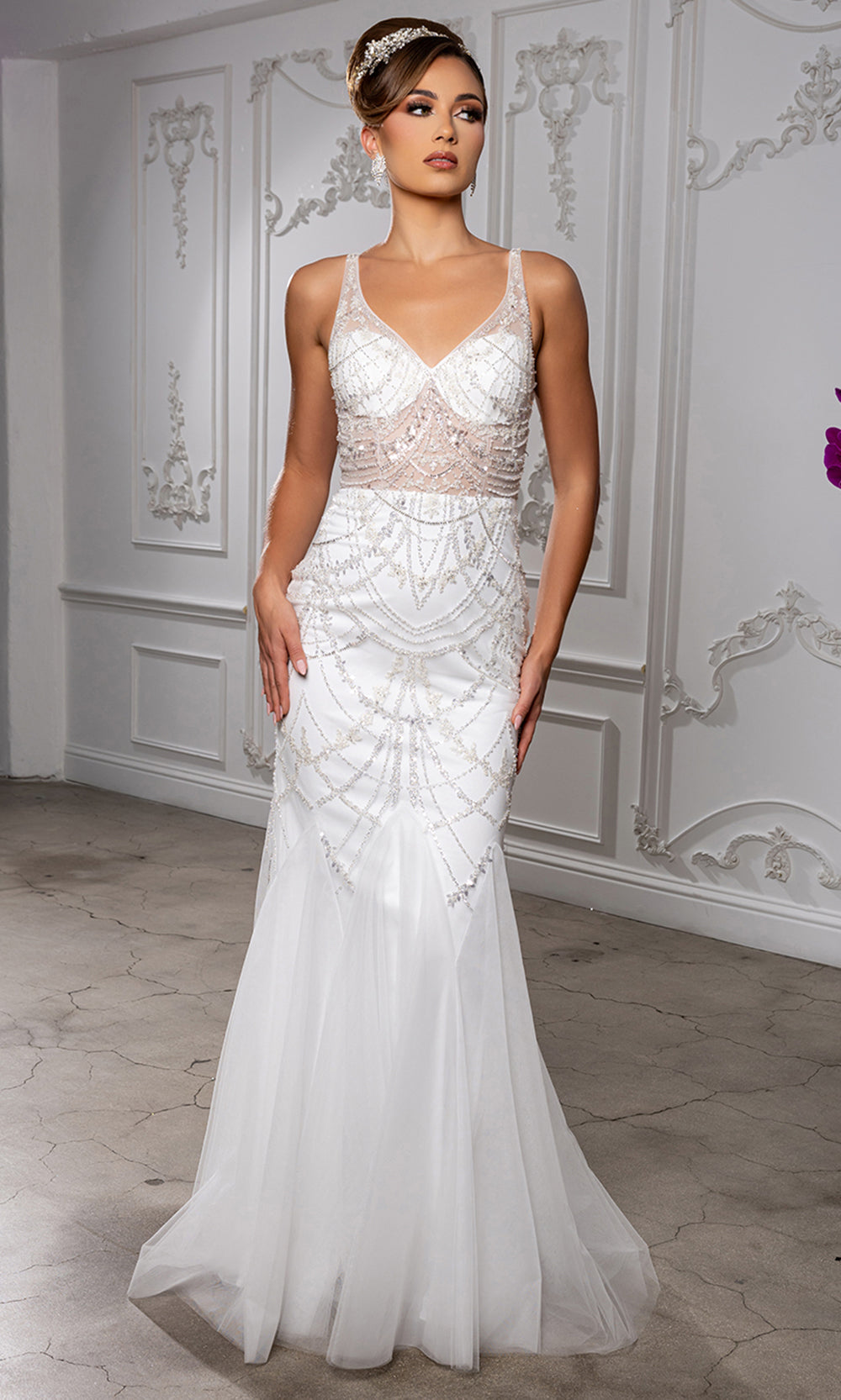 May Queen Bridal RQ8201 - Illusion Bodice Beaded Mermaid Gown