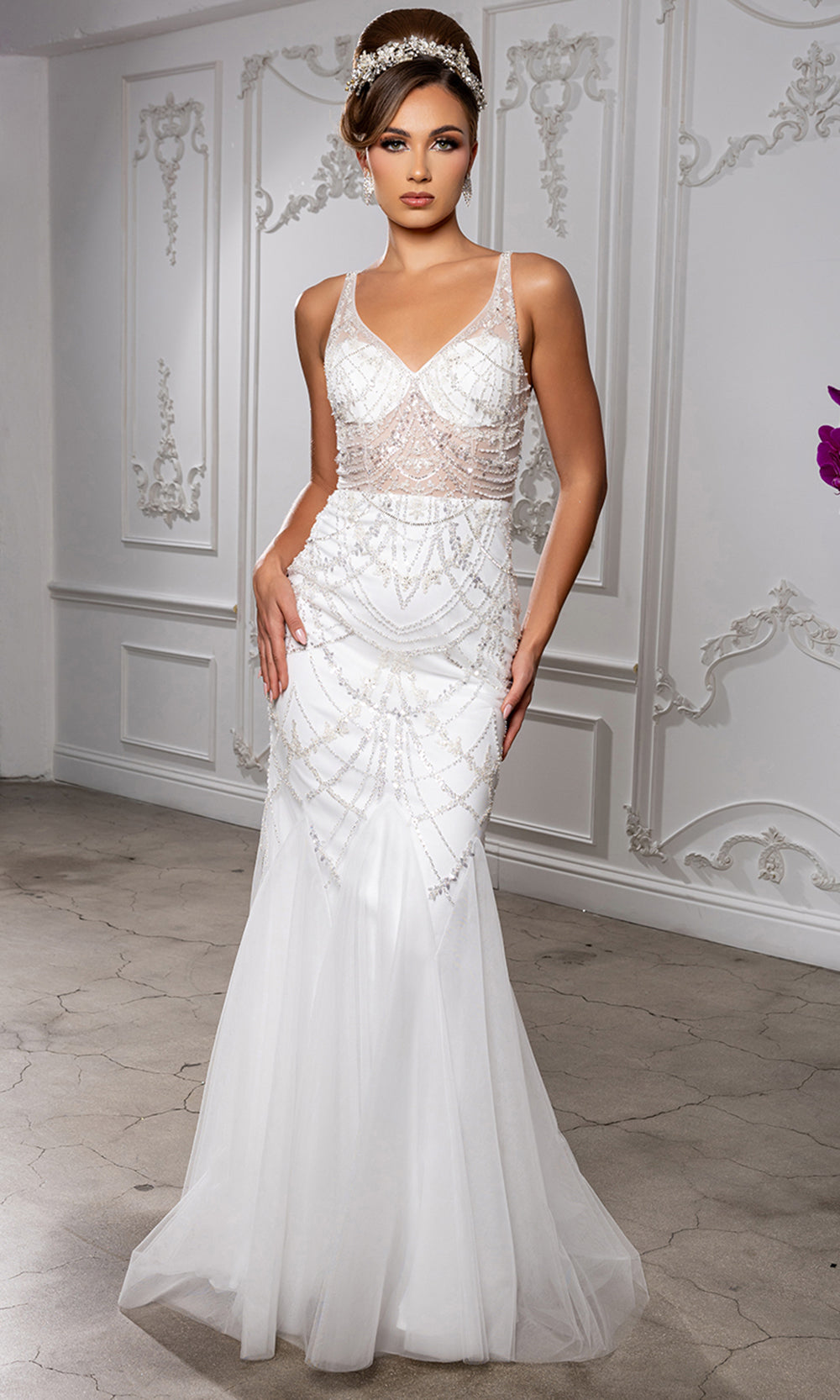 May Queen Bridal RQ8201 - Illusion Bodice Beaded Mermaid Gown