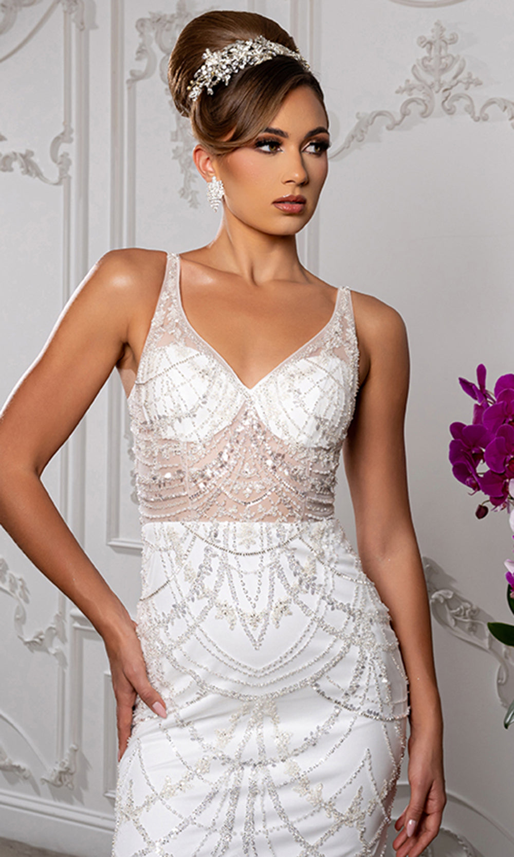 May Queen Bridal RQ8201 - Illusion Bodice Beaded Mermaid Gown
