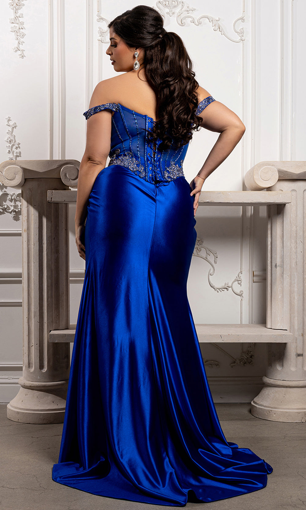 May Queen RQ8227 - Embellished Basque Waist Sheath Gown