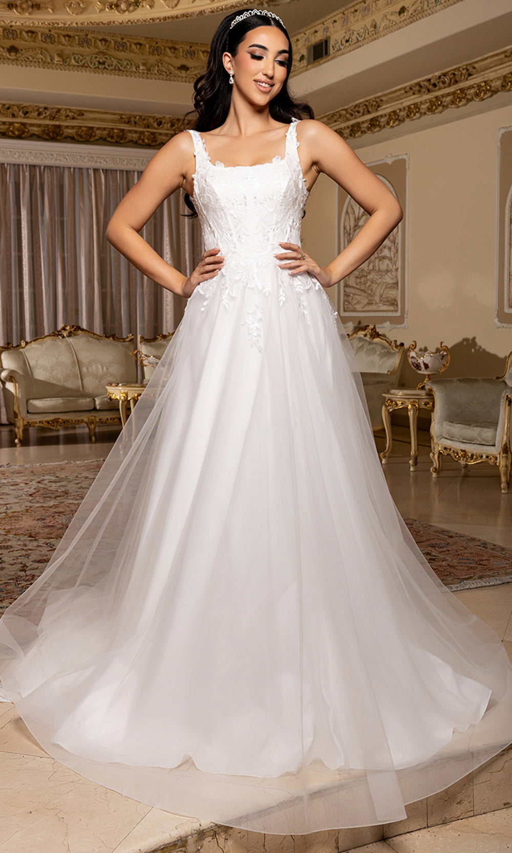 May Queen Bridal RQ8249 - Sleeveless Embroidered Long Gown