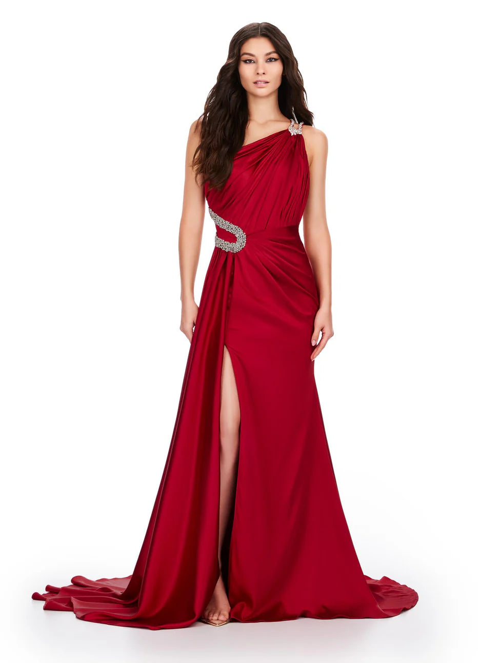Ashley Lauren 11537 - Asymmetrical Satin Prom Dress