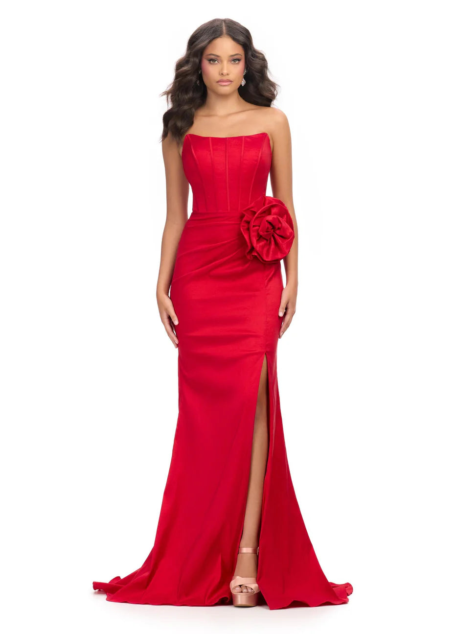 Ashley Lauren 11752 - Scoop Neck Flower Details Prom Gown
