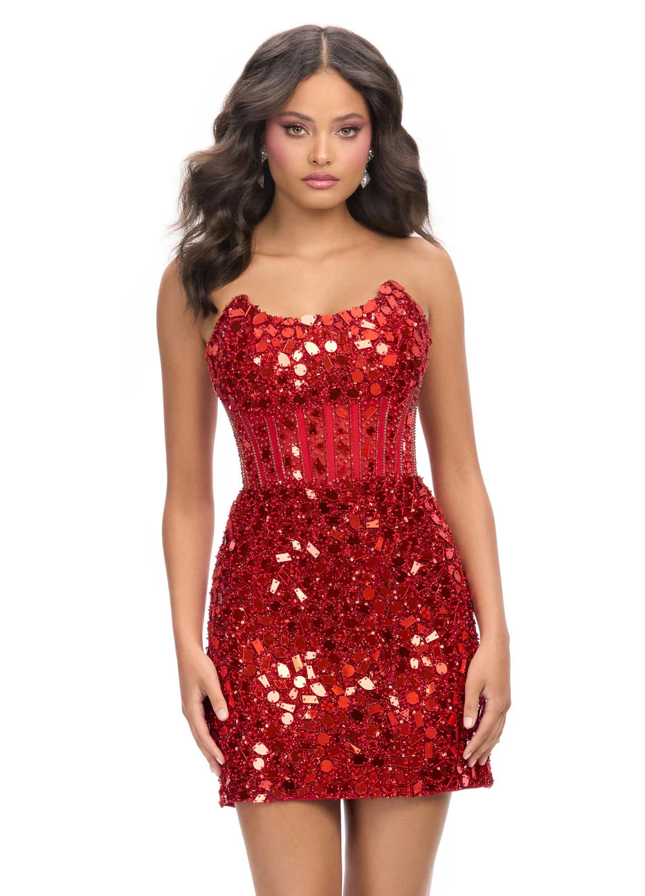 Ashley Lauren 4757 - Corset Bustier Strapless Cocktail Dress