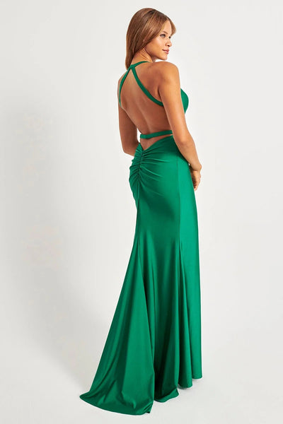 Faviana - S10646 Plunging Halter Charmeuse Prom Gown