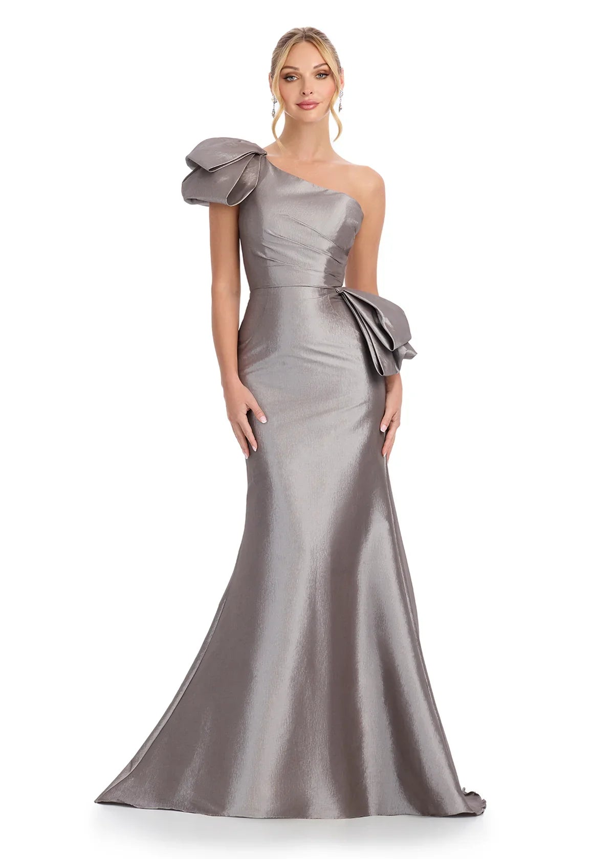 Ashley Lauren 11722 - Asym Neck Peplum Dress Clearance Sale