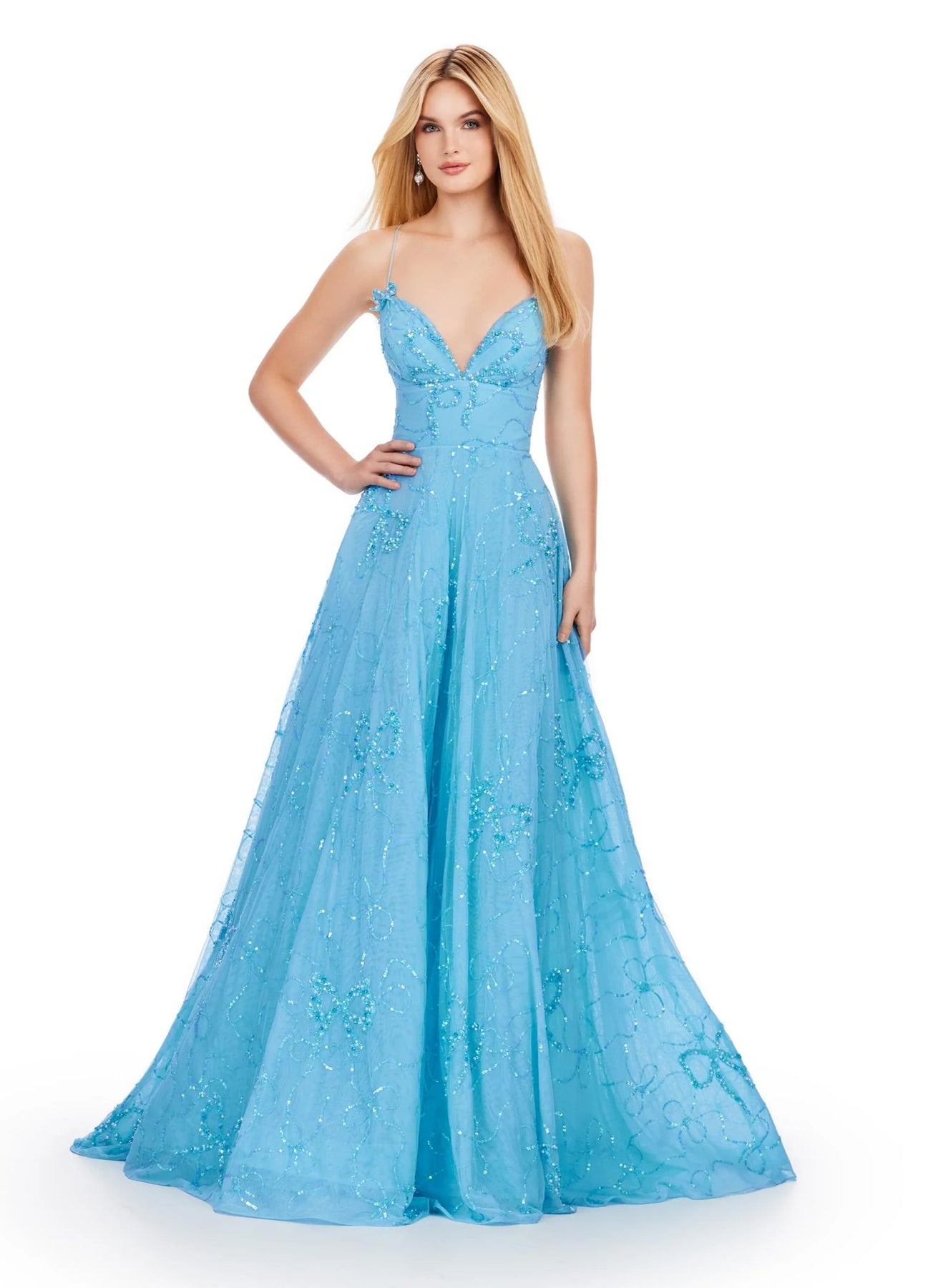 Ashley Lauren 11658 - Bow Beaded Evening Gown