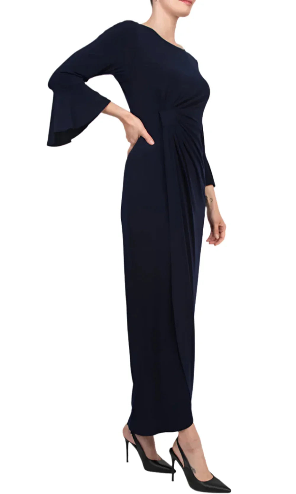 Connected Apparel T1312137M1 - Bell Sleeve Column Evening Dress Formal Gowns