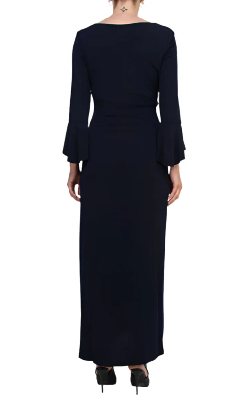 Connected Apparel T1312137M1 - Bell Sleeve Column Evening Dress Formal Gowns