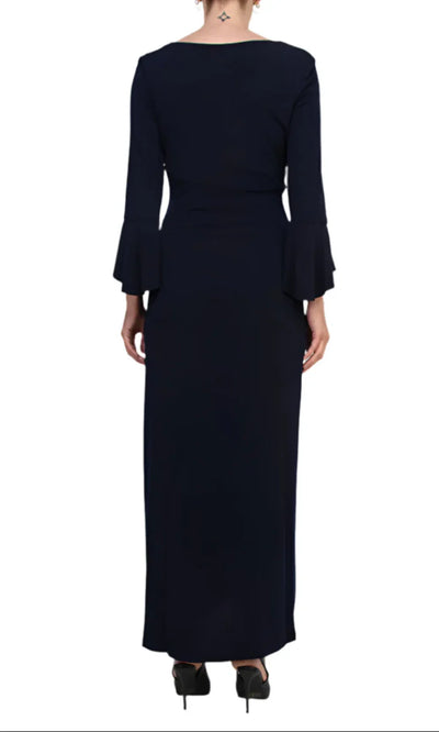 Connected Apparel T1312137M1 - Bell Sleeve Column Evening Dress Formal Gowns