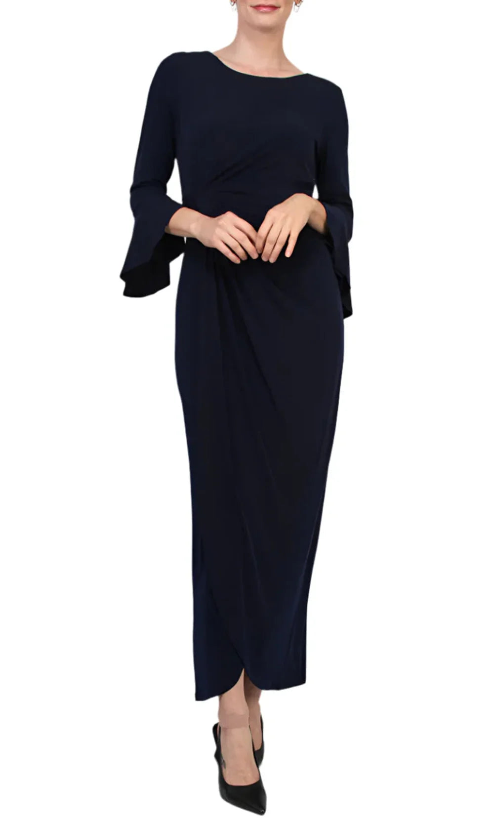 Connected Apparel T1312137M1 - Bell Sleeve Column Evening Dress Formal Gowns