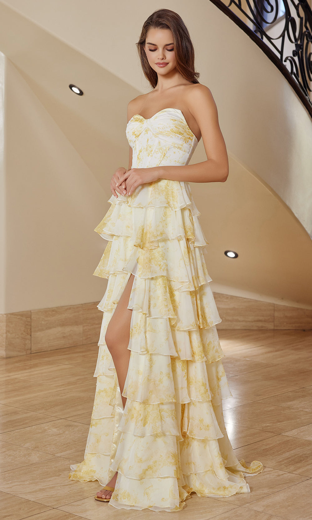 Nox Anabel T1865 - Tiered Ruffle Strapless Evening Dress Prom Dresses