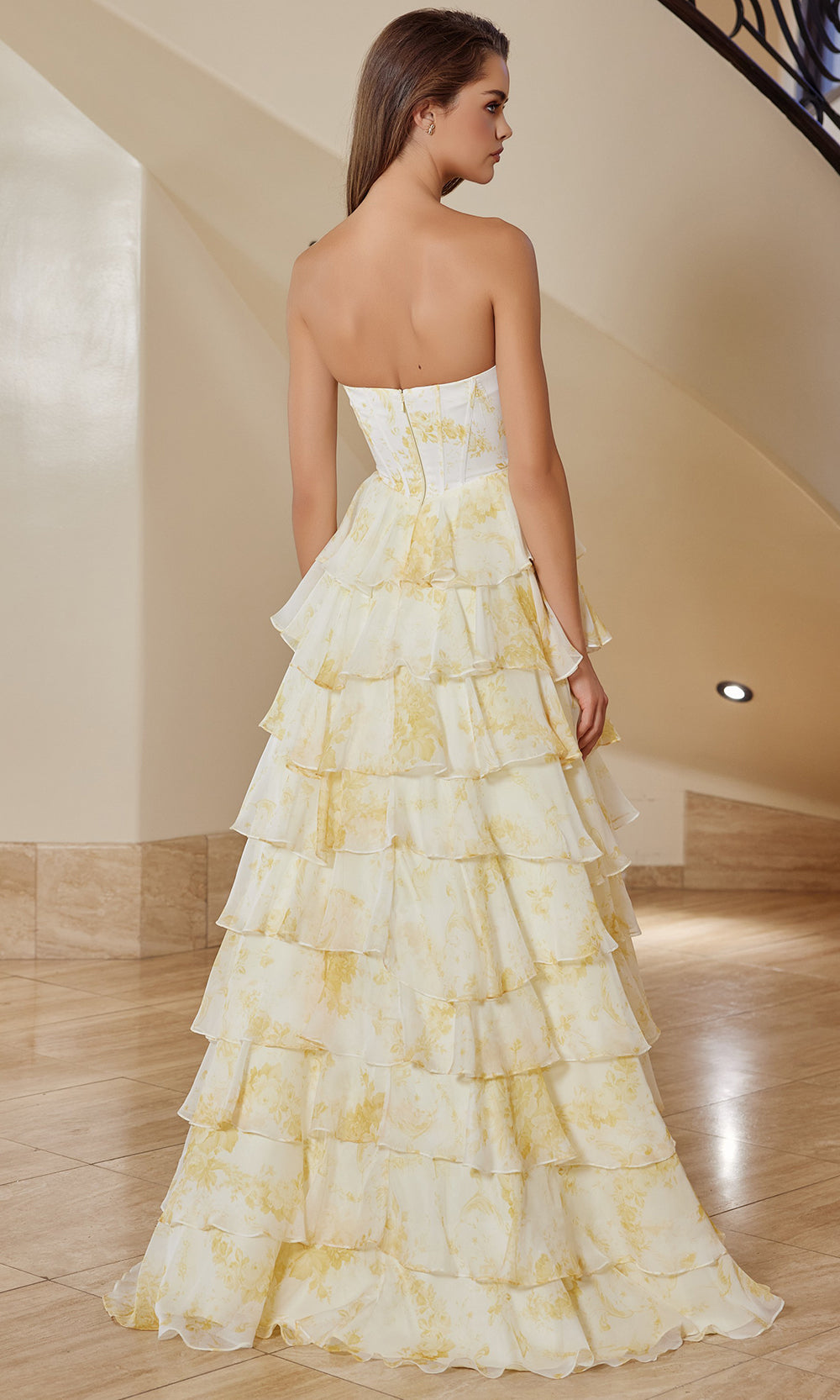 Nox Anabel T1865 - Tiered Ruffle Strapless Evening Dress Prom Dresses