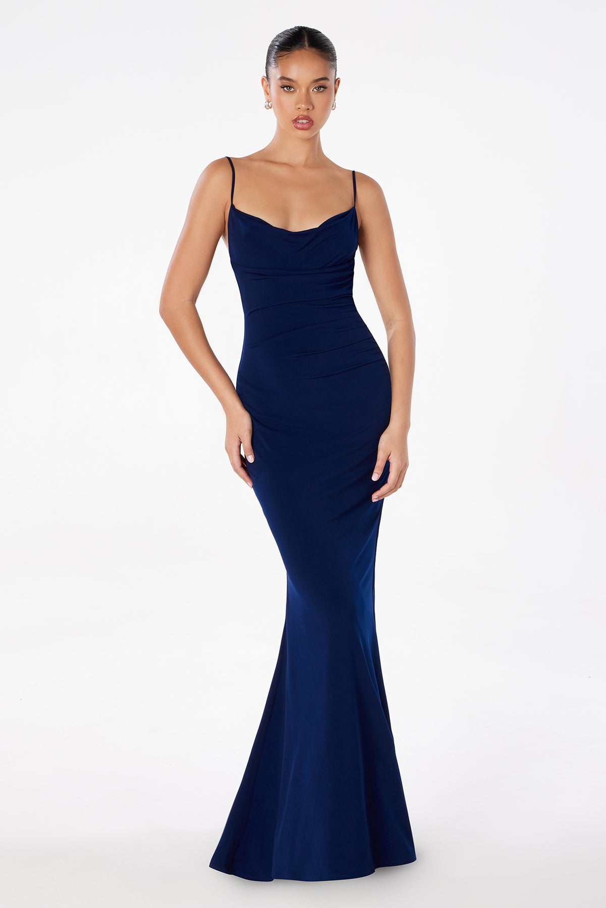 Ladivine T2008 - Cowl Neck Low Back Formal Dress