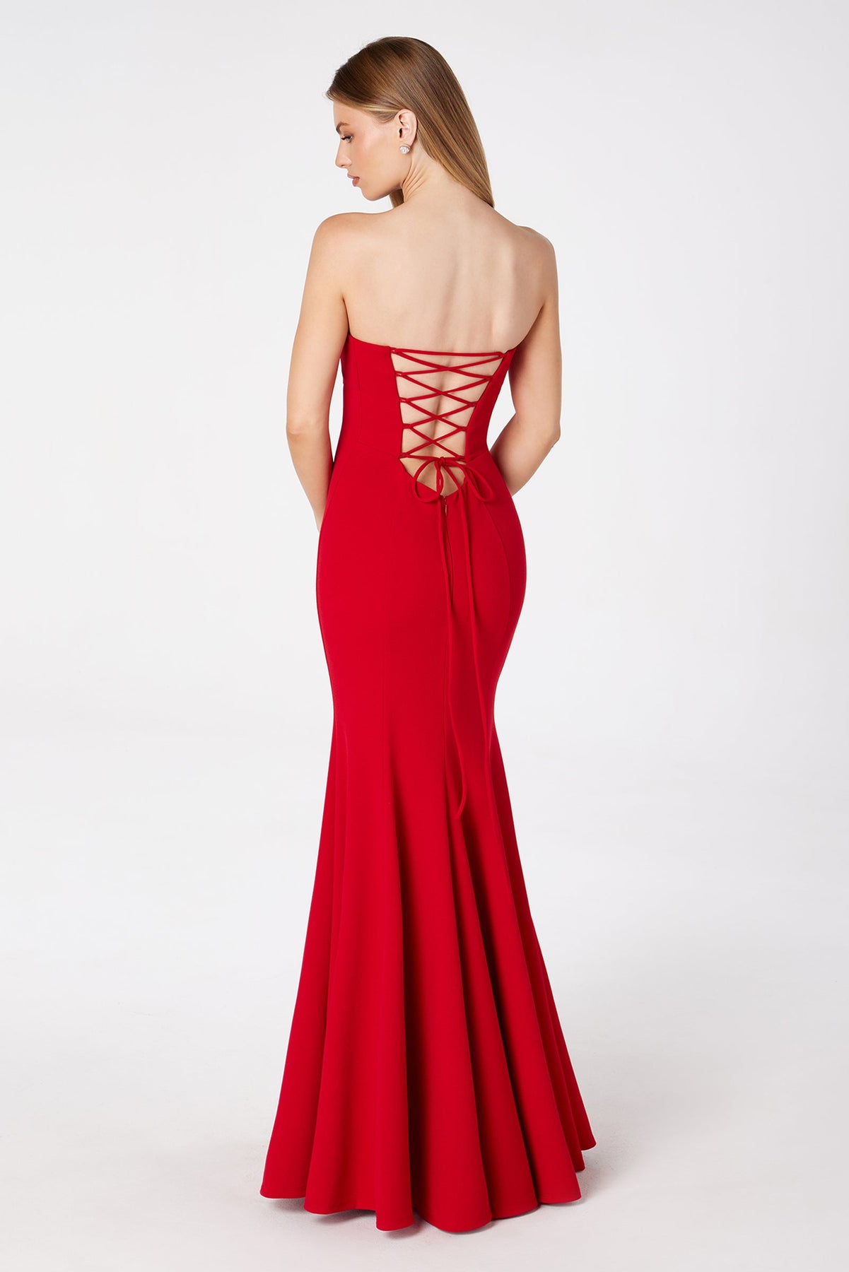 Ladivine T2010 - Strapless Lace Up Back Mermaid Gown