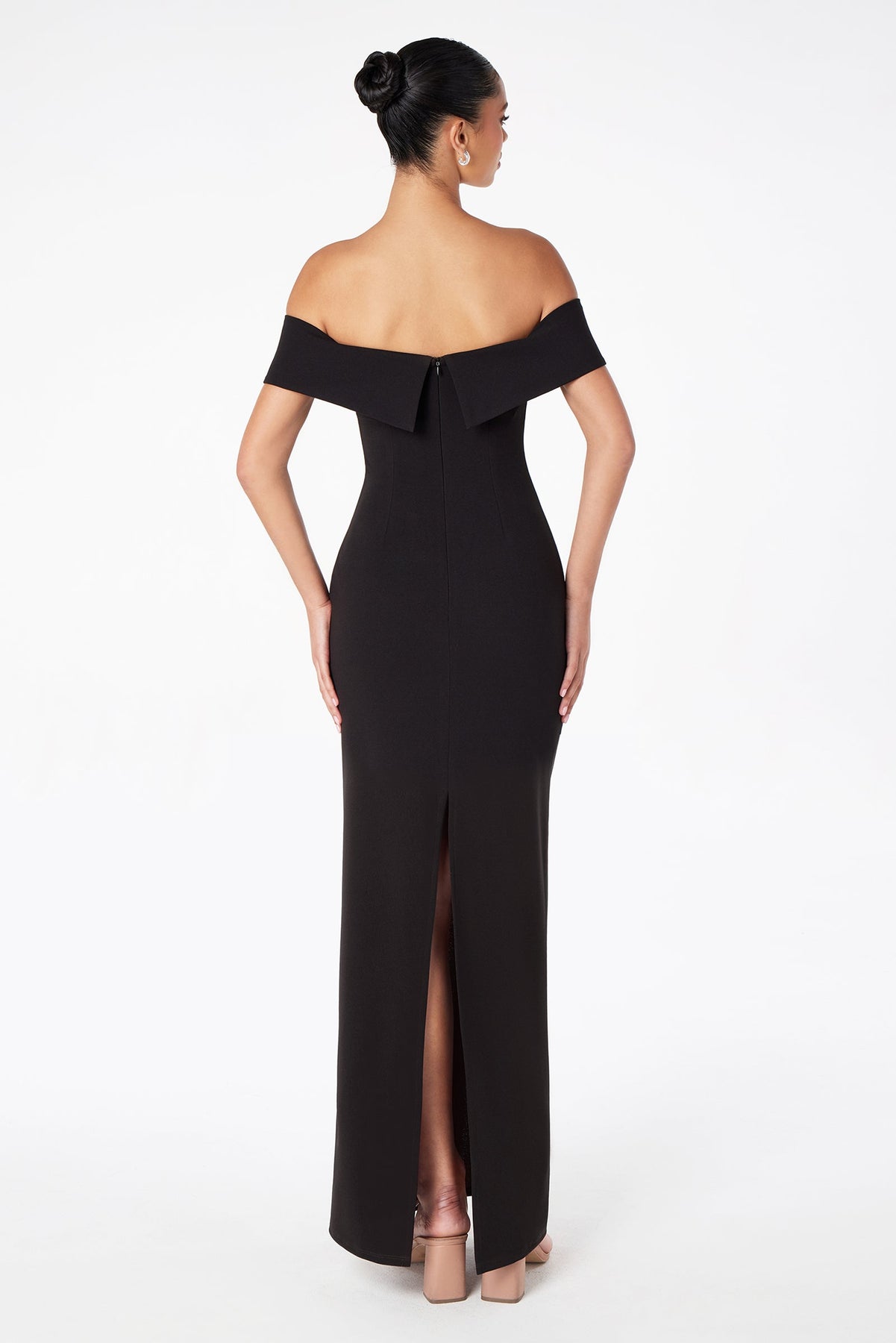Ladivine T2011 - Off Shoulder Fitted Crepe Gown