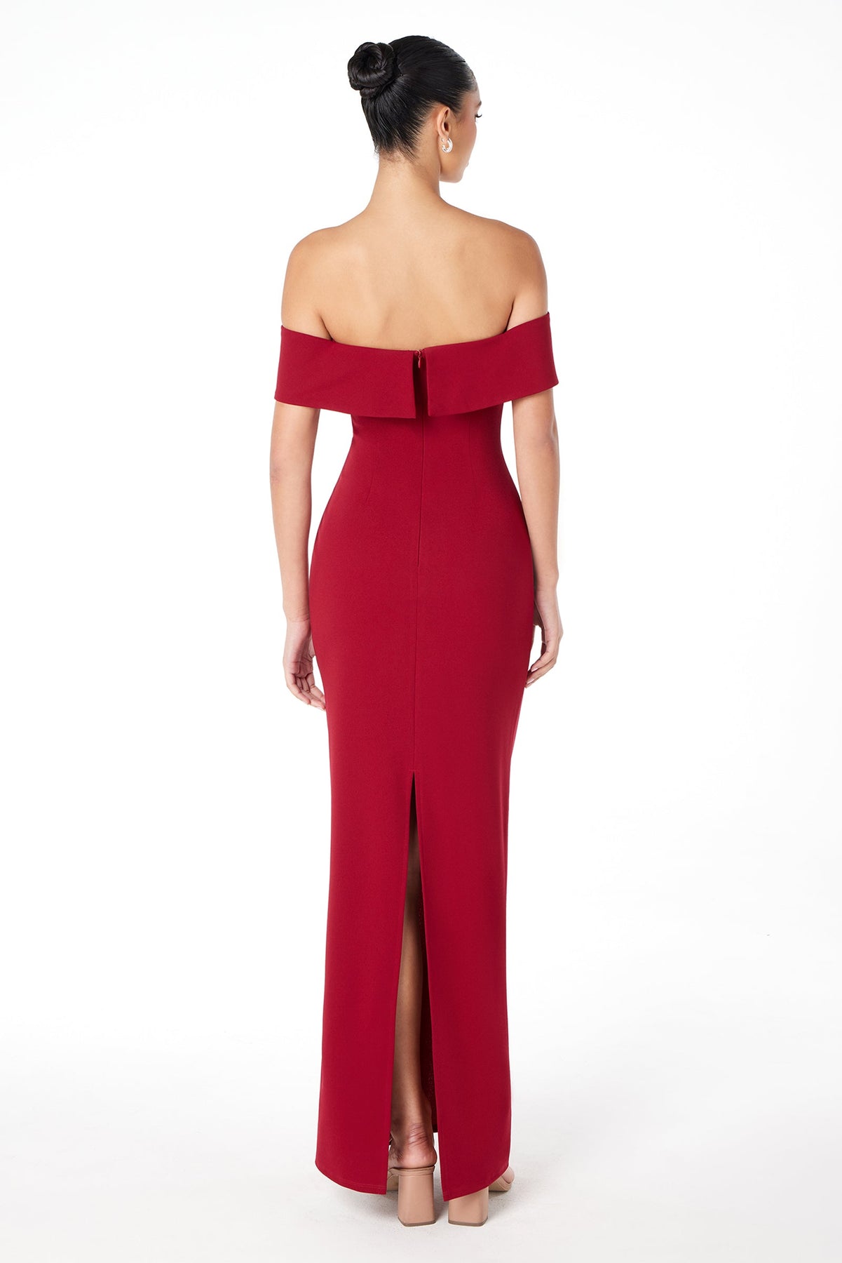Ladivine T2011 - Off Shoulder Fitted Crepe Gown