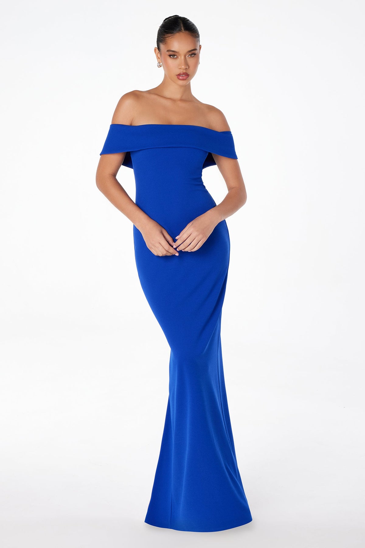 Ladivine T2011 - Off Shoulder Fitted Crepe Gown