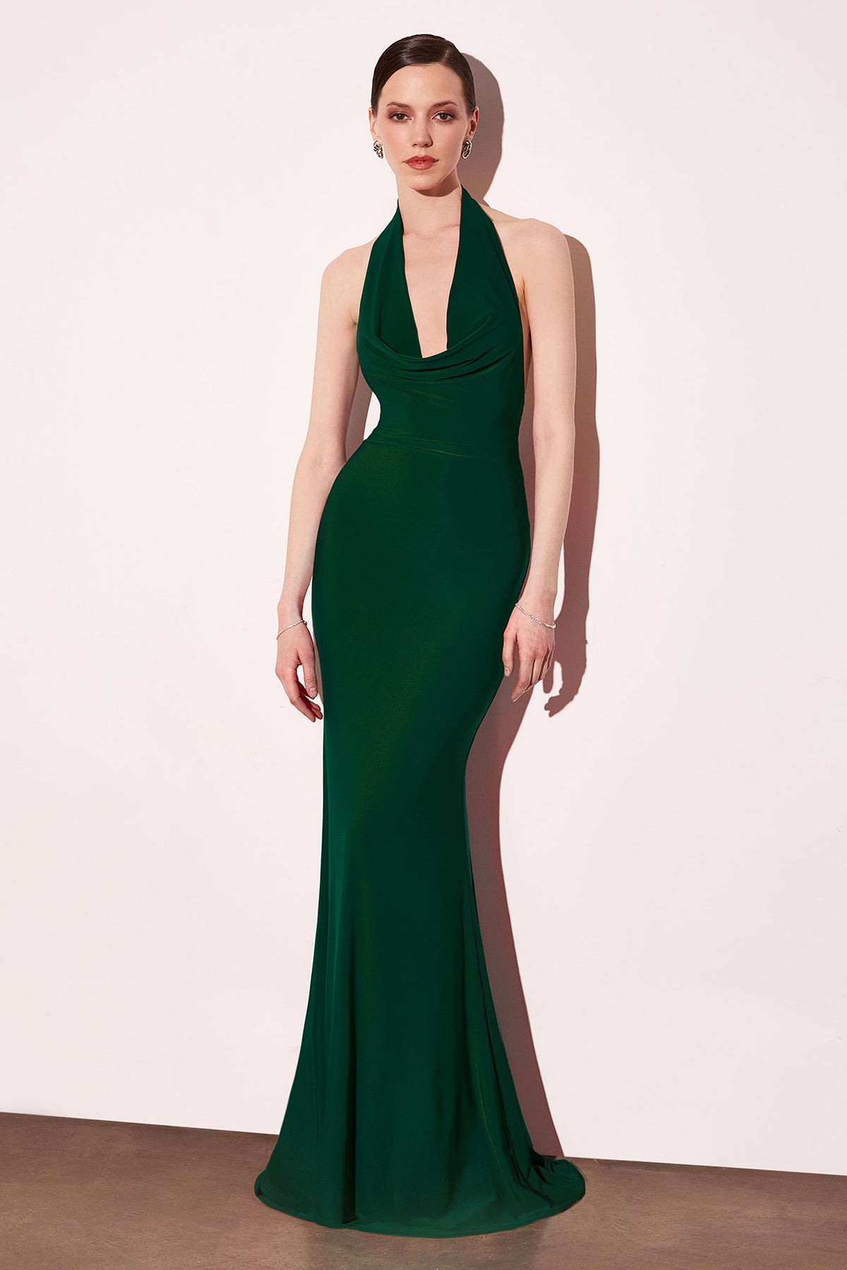 Ladivine T501 - Halter Open Back Fitted Gown