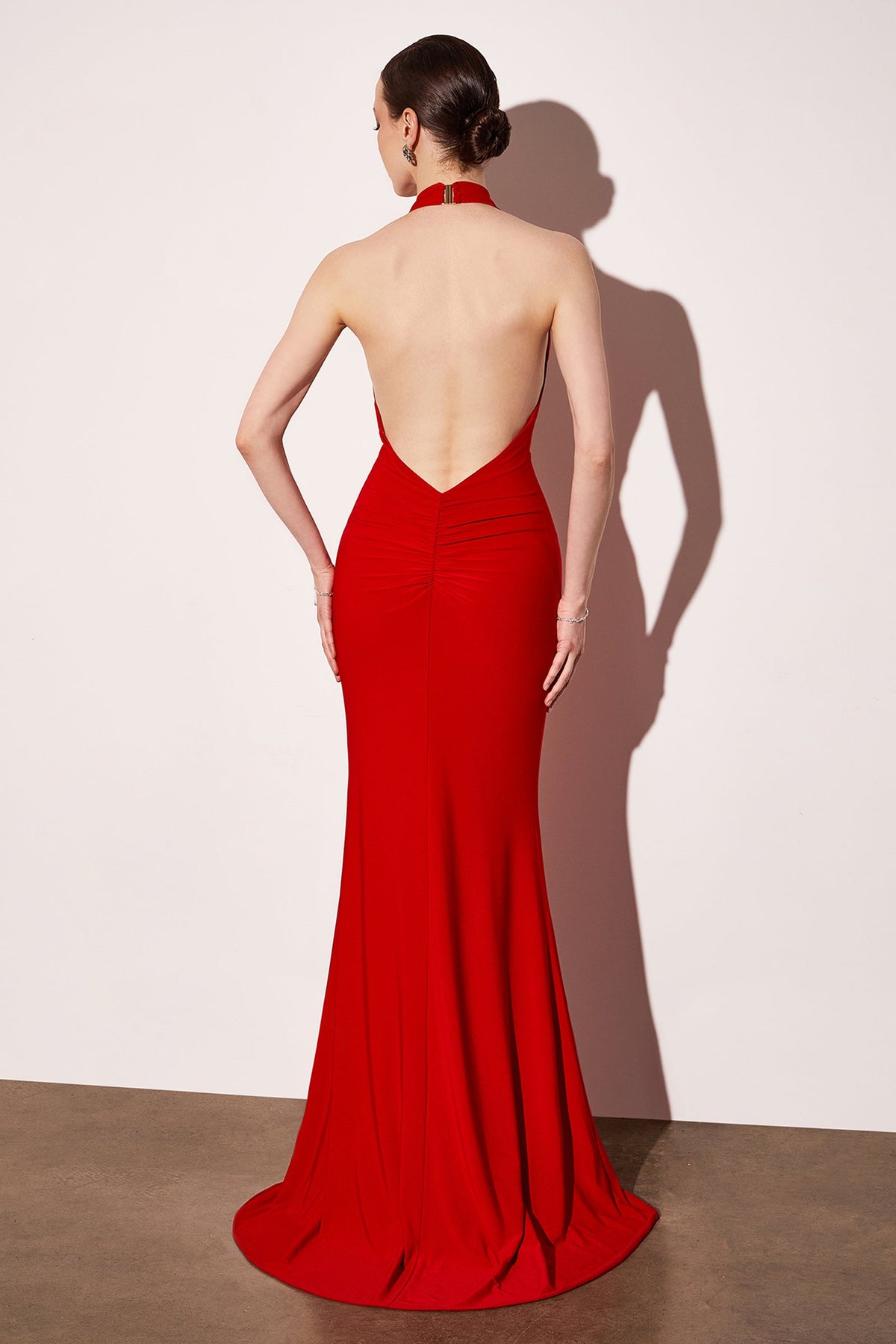 Ladivine T501 - Halter Open Back Fitted Gown