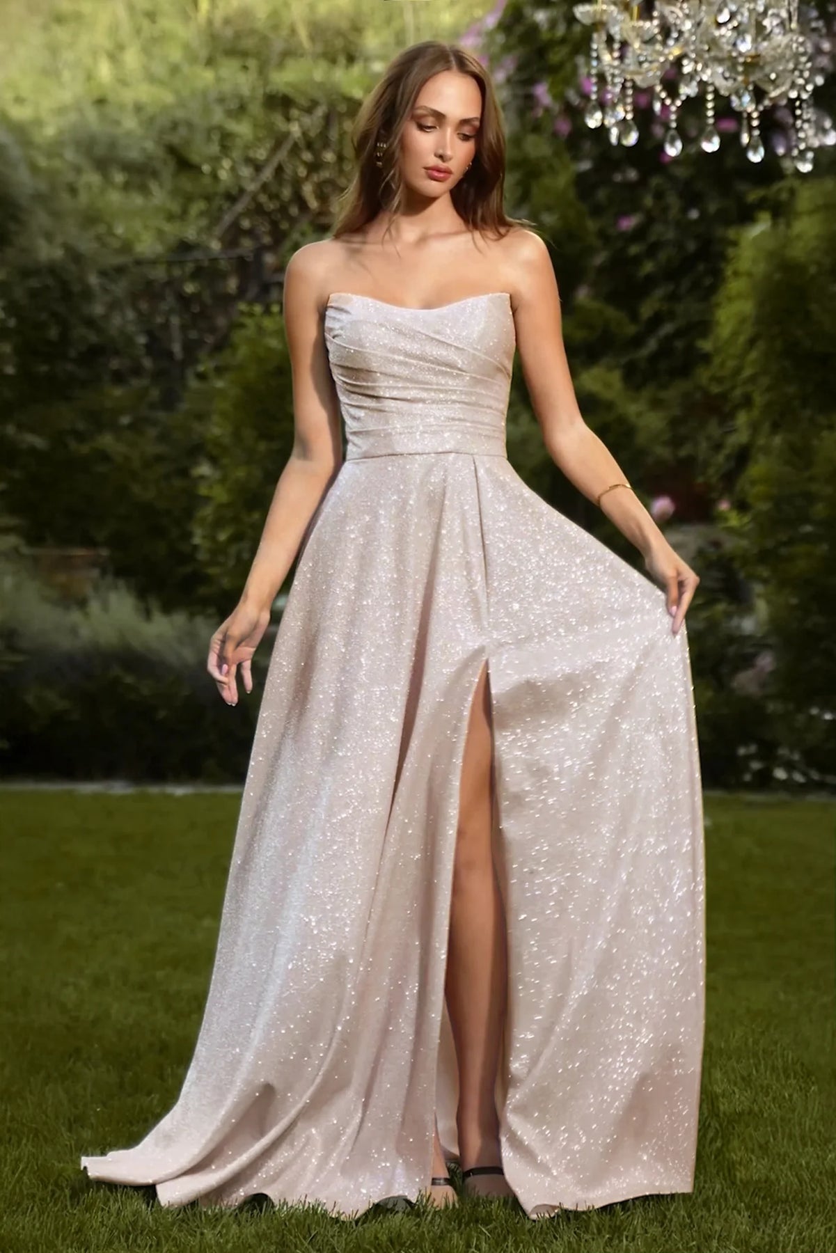 Amoris by Ladivine T701 - Glitter Dusted A-Line Evening Dress