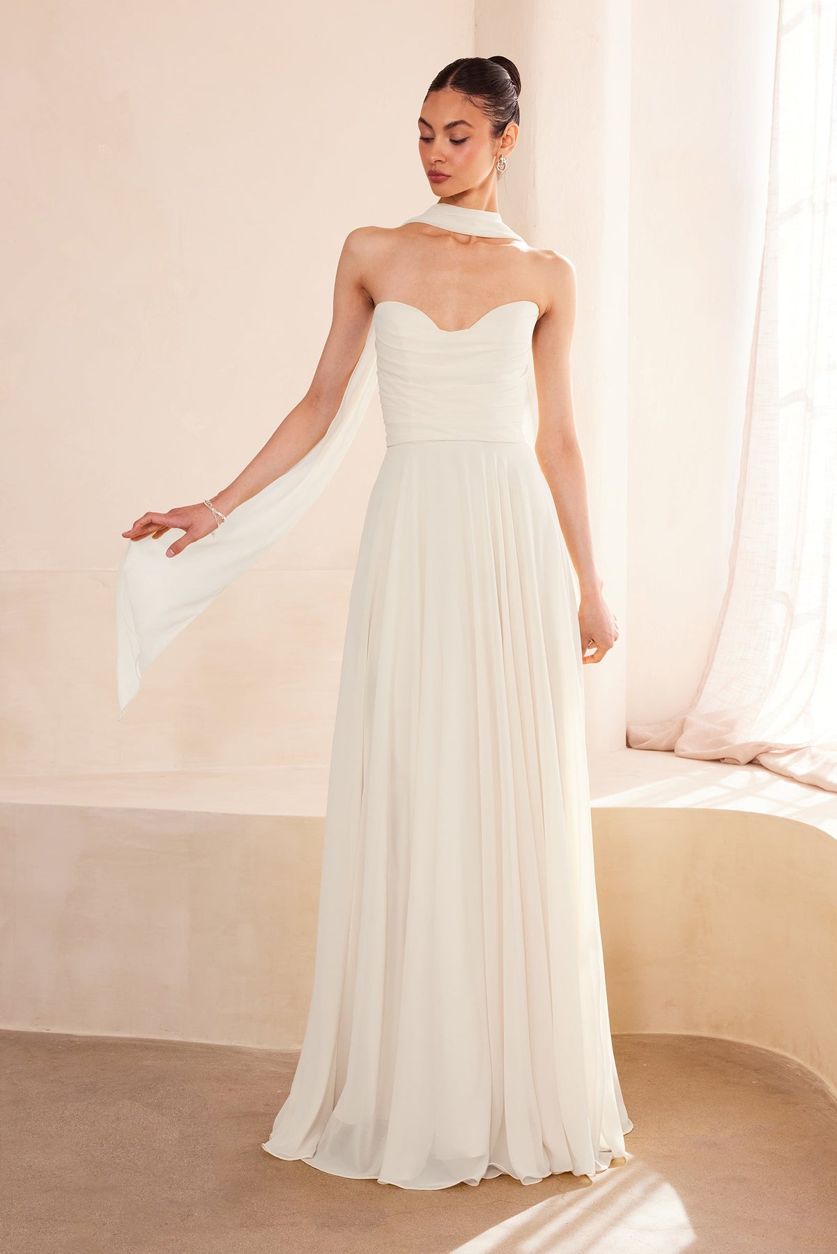 Amoris by Ladivine T703W - Sweetheart Chiffon Bridal Gown Bridal Dresses in Off White