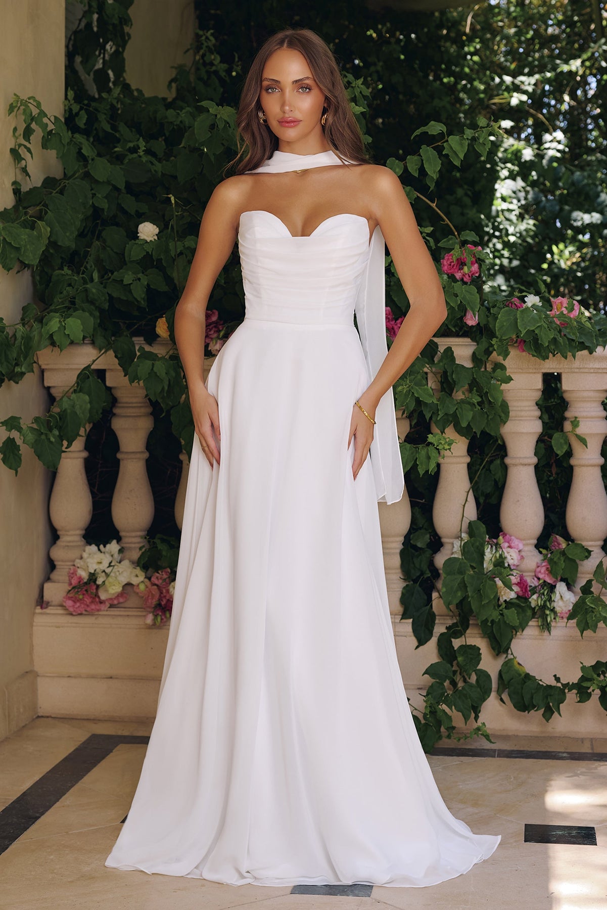Amoris by Ladivine T703W - Sweetheart Chiffon Bridal Gown Bridal Dresses in Off White
