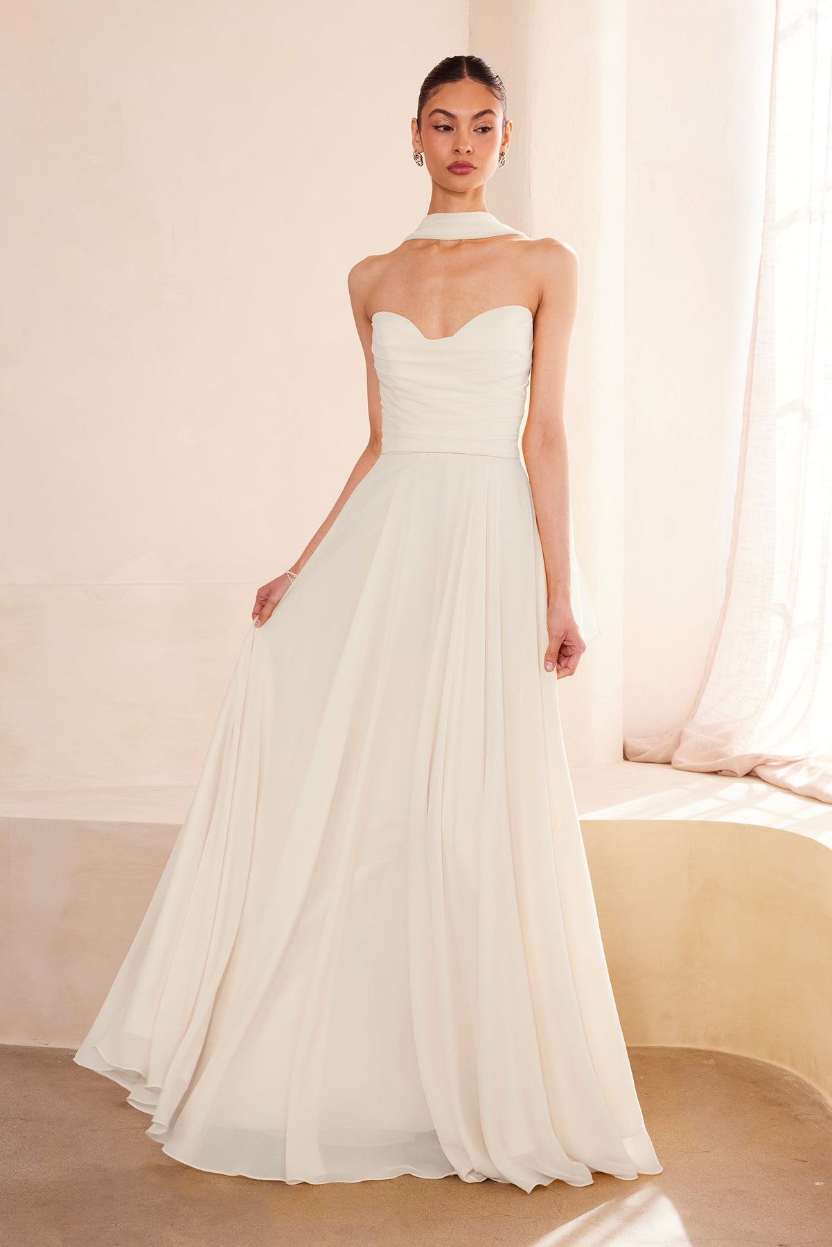 Amoris by Ladivine T703W - Sweetheart Chiffon Bridal Gown Bridal Dresses in Off White