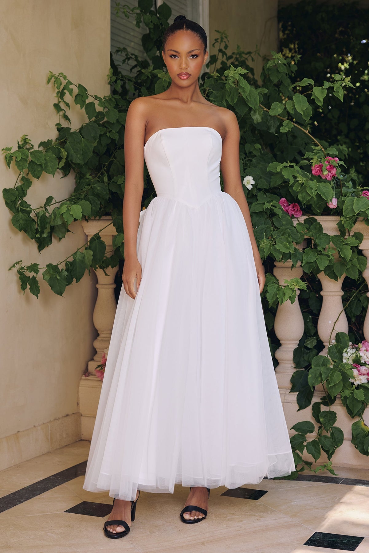 Amoris by Ladivine T712W - Strapless Crepe Tulle Bridal Gown Bridal Dresses in Off White