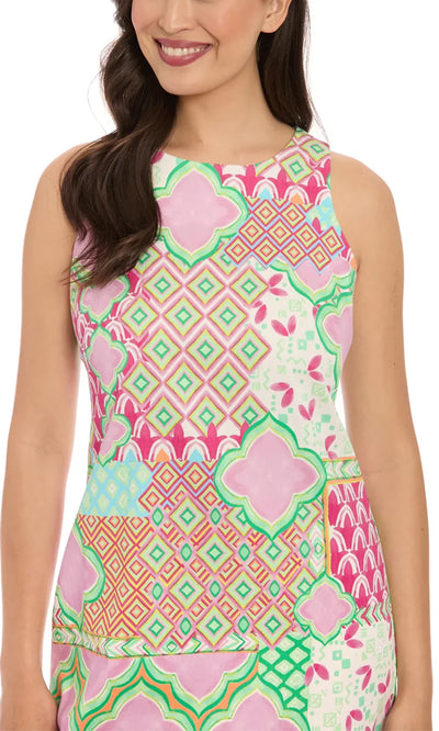London Times T7930M - Jewel Neckline Print Short Dress Cocktail Dresses