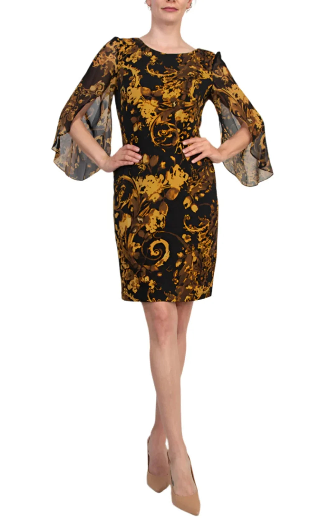 Connected Apparel TCC97727M1 - Bateau Neck Printed Short Dress Homecoming Dresses