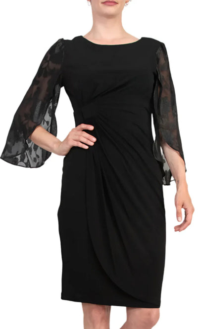 Connected Apparel TDM73715M1 - Gathered Waist Knee-Length Crepe Dress Wedding Guest