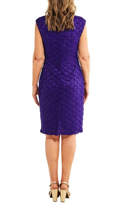 Connected Apparel TKH47471 - Cap Sleeve Textured Knee Length Dress Homecoming Dresses