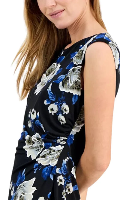 Connected Apparel TMA57274M1 - Floral Print Scoop Neckline Dress Homecoming Dresses