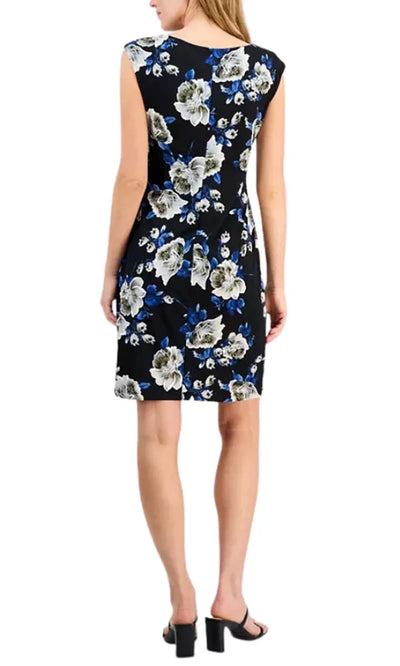 Connected Apparel TMA57274M1 - Floral Print Scoop Neckline Dress Homecoming Dresses