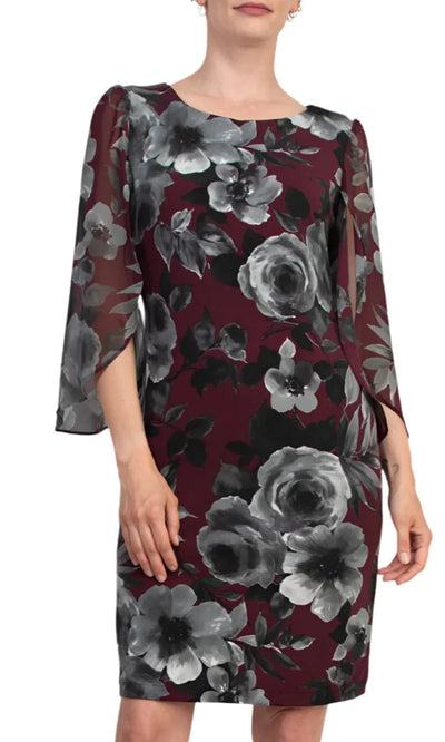 Connected Apparel TMJ37727M1 - Jewel Neck Floral Fitted Dress Homecoming Dresses