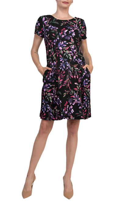 Connected Apparel TWA67146 - Jewel Neck Floral Dress with Pocket Homecoming Dresses
