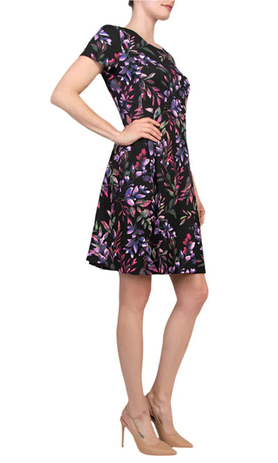 Connected Apparel TWA67146 - Jewel Neck Floral Dress with Pocket Homecoming Dresses