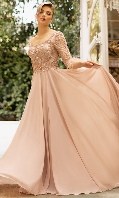 Terani Couture 242M3390 - Embroidered 3/4 Sleeve Evening Dress 