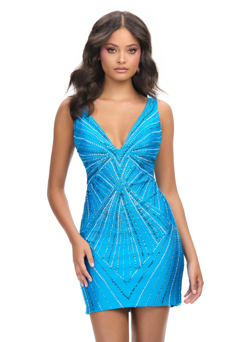 Ashley Lauren 4723 - Sleeveless Geometric Cocktail Dress