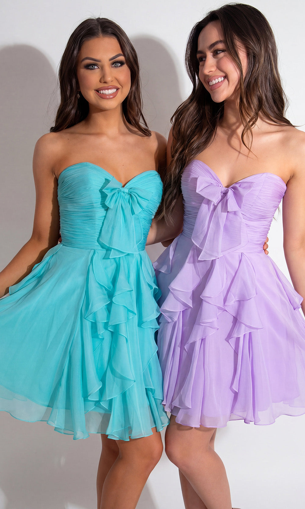 Portia and Scarlett XO214 - Cascading Ruffle Sweetheart Short Dress Holiday Dresses in Purple Green 