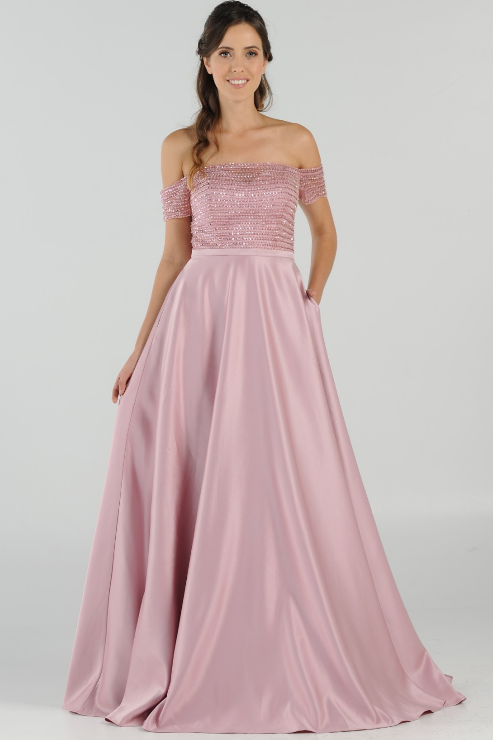 Poly USA 8132 - Embellished A-Line Formal Dress with Pockets Mother of the Bride Dresses in Pink  