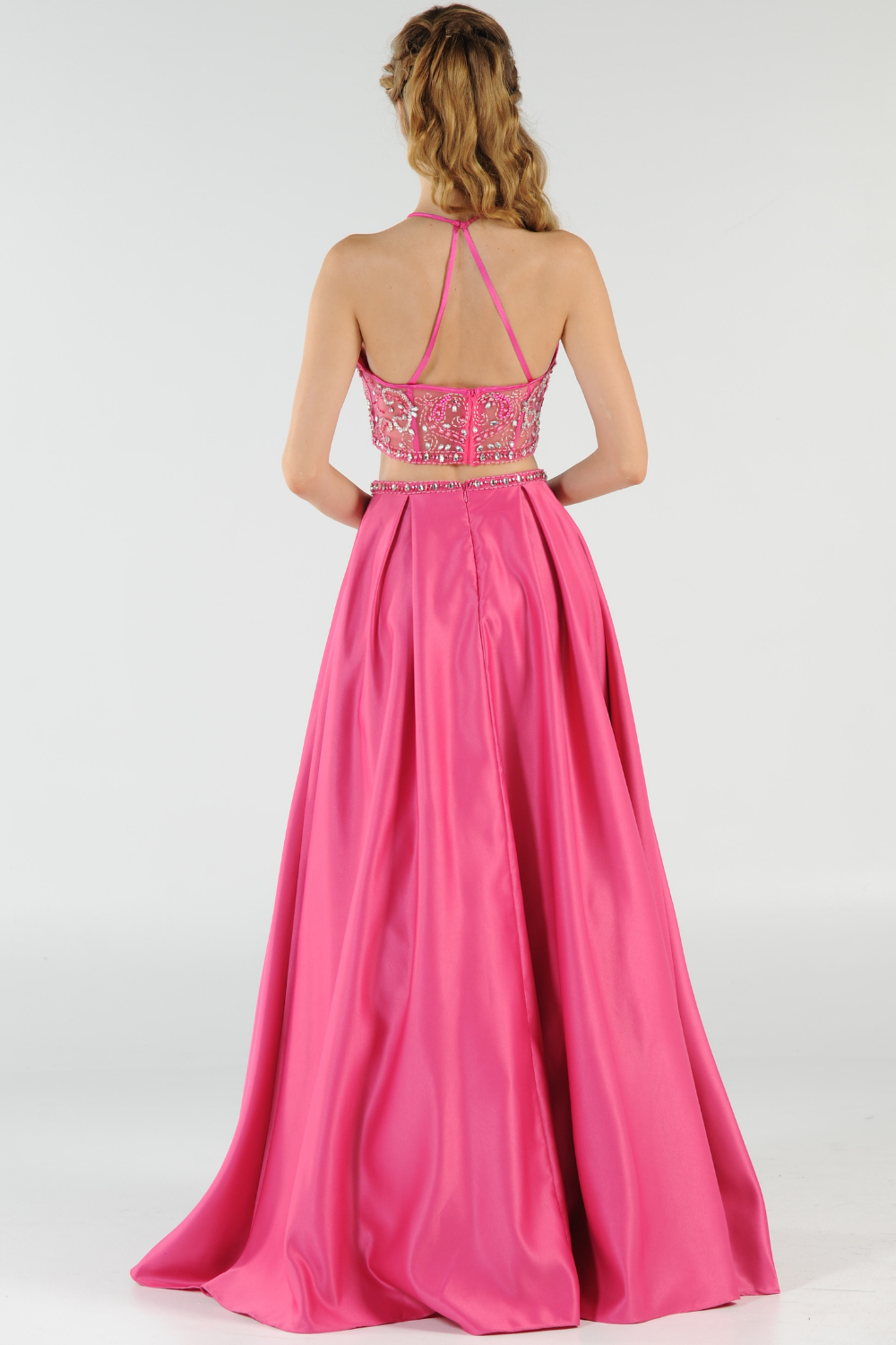Poly USA 8210 - Pleated A-Line Embellished Dress Mother of the Bride Dresses in Pink  