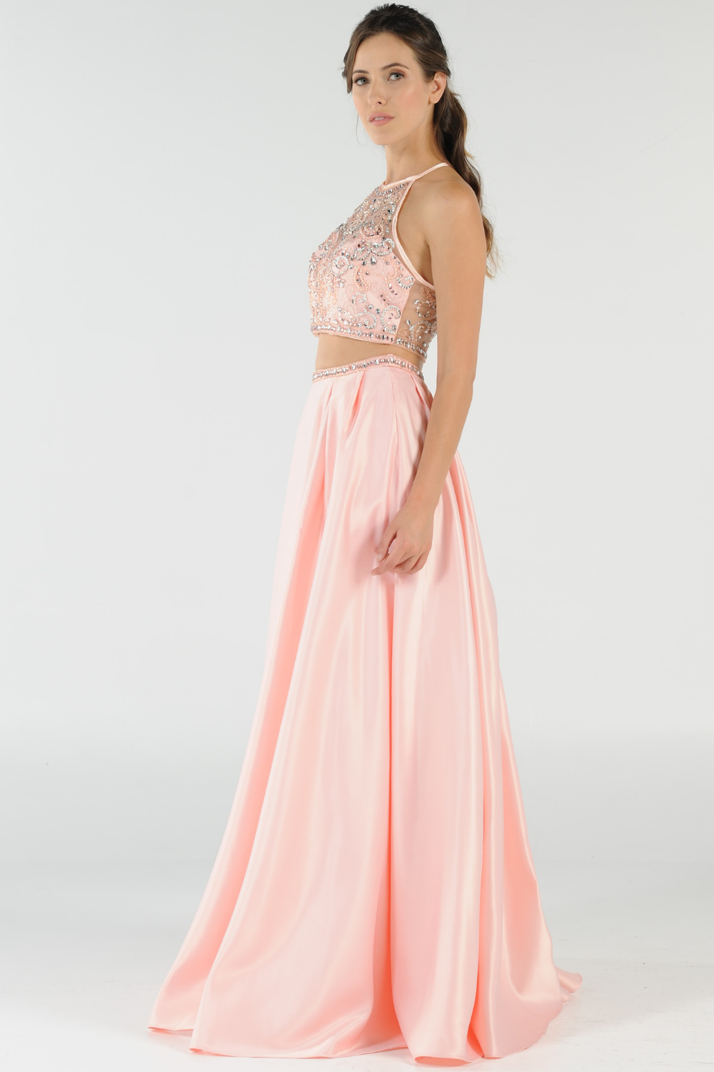 Poly USA 8210 - Pleated A-Line Embellished Dress Mother of the Bride Dresses in Pink  