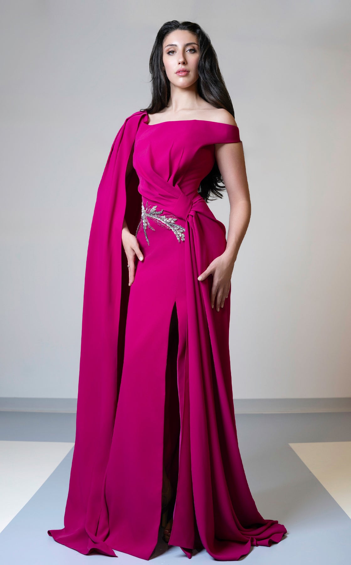 MNM Couture V02029 - Beaded High Slit Evening Gown