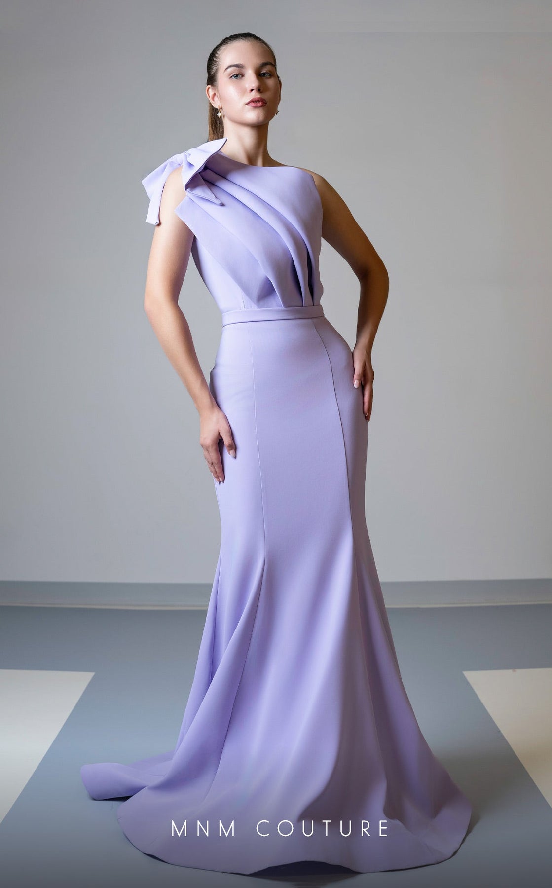 MNM Couture V07402 - Pleated Asymmetric Evening Gown
